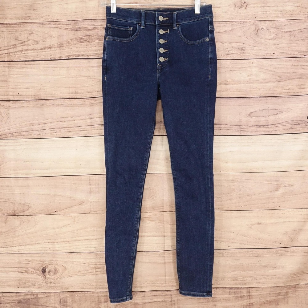 Express Denim Perfect Jegging Jeans Womens 4 Blue Dark Wash High Rise 27x28